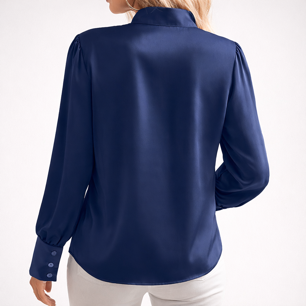 Elegancka bluzka satynowa z dekoracyjną kokardą