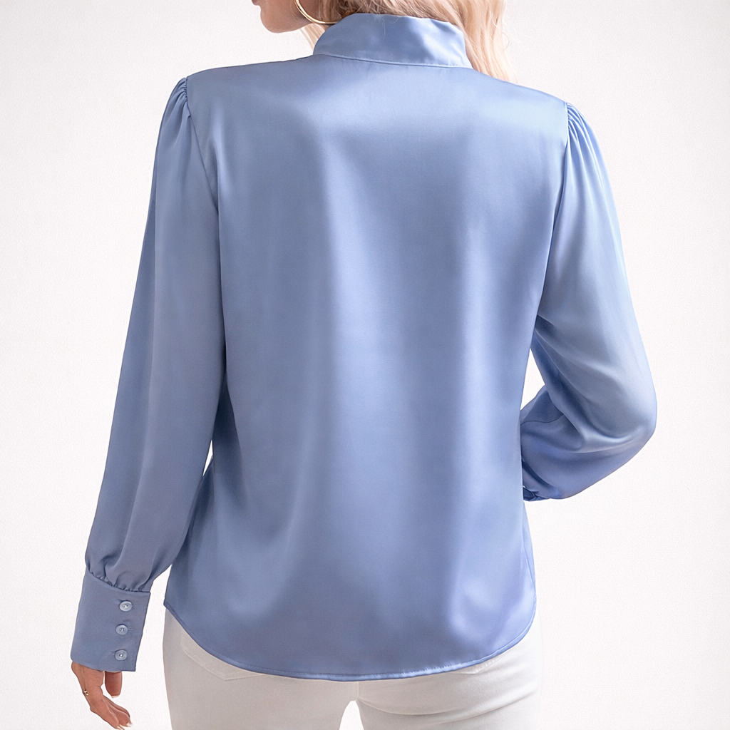 Elegancka bluzka satynowa z dekoracyjną kokardą